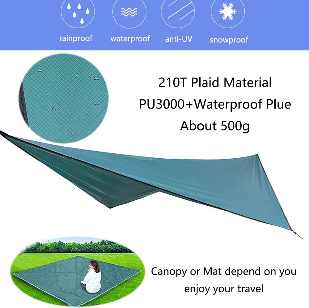 HongXingHai Camping Hammock with Mosquito Net and Rain Fly Outdoor Hammocks Tents for Camping Backpacking Hiking (Dark Green, L): Sports & Outdoors
