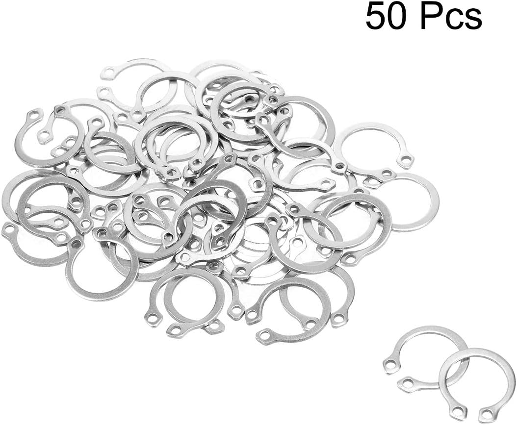 sourcing map 16mm External Circlips C-Clip Retaining Shaft Snap Rings 304 Stainless Steel 50pcs, Silver, 16mm (50-Pack) - Image 3