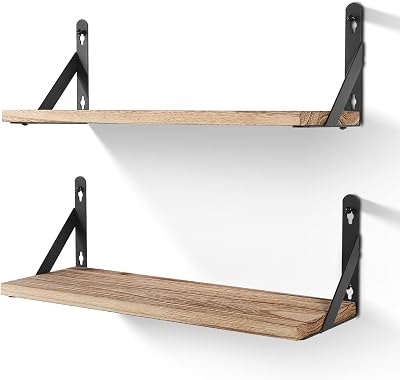 AGM Rustic Wall Shelves Set of 2 16.53 D 5.9 W 5.59 H Wood Bracketed