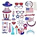 EBTOYS 4th of July Photo Booth Props 26-Kit Patriotic Props on a Stick for Independence Day Party Supplies