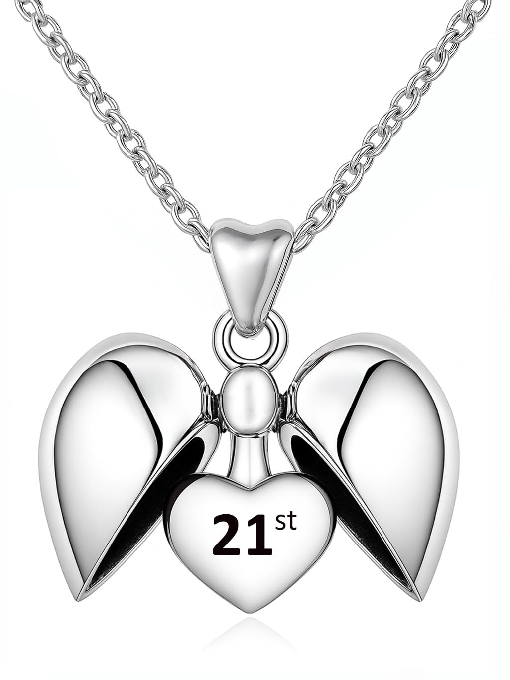 LSDesigns 21st Birthday Heart Necklace & Pendant Charm 925 Sterling Silver 21 Her Girls Women - Gift Box