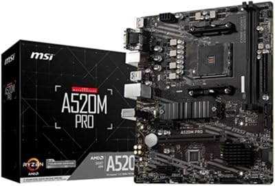 MSI A520M PRO Motherboard mATX AMD Ryzen AM4 DDR4 M.2 USB 3.2 Gen 1 HDMI DP