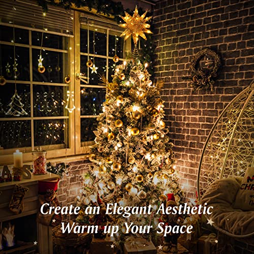 Lewondr Christmas Star Tree Topper, Battery Powered 3D Geometric Star