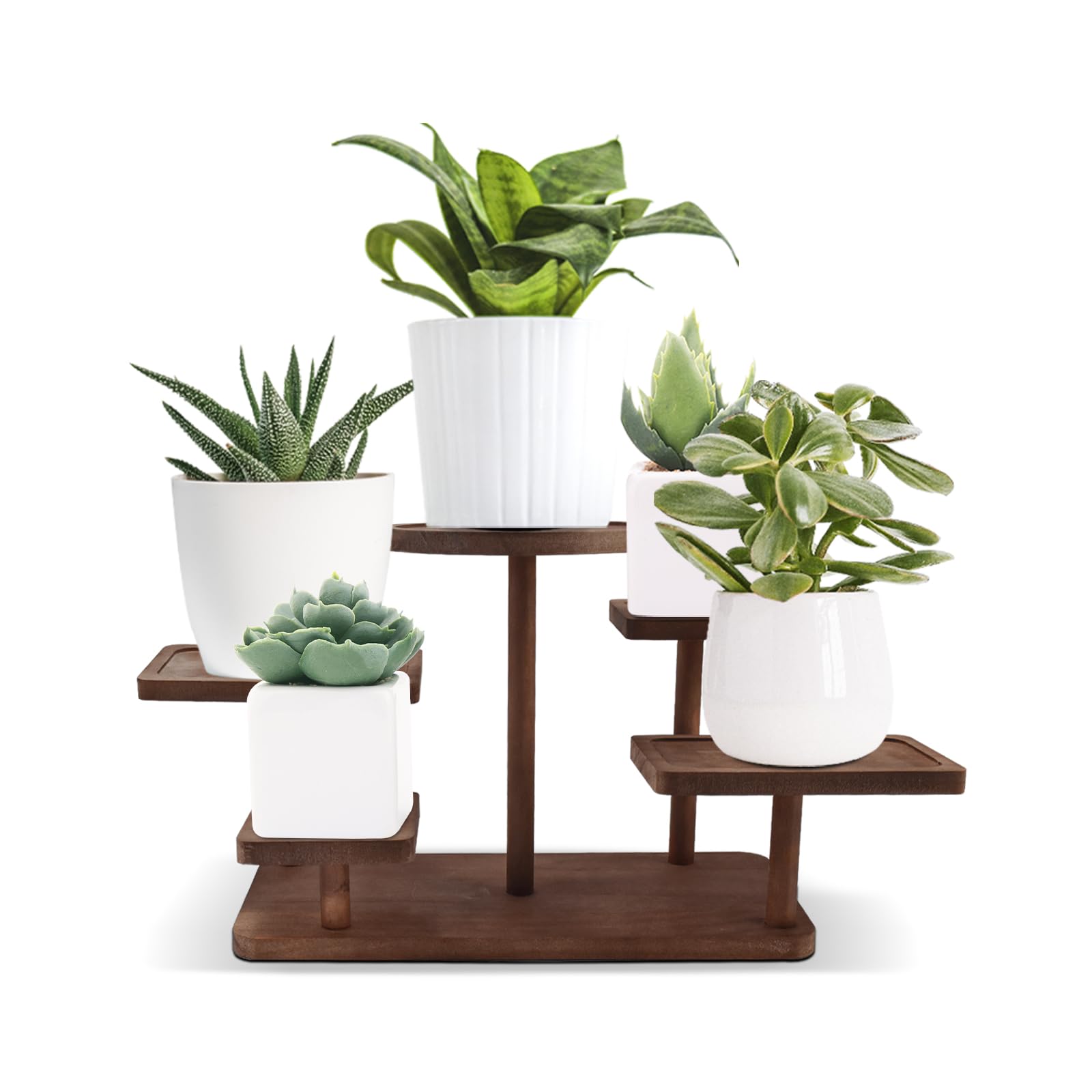 Photo 1 of Aifong Table Top Plant Stand Indoor Small 5 Tier Wooden Tabletop Adjustable Mini Plant Shelf for Desk, Desktop, Outdoor Patio Garden Decorations