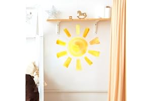DENYLO PRO 22.8”x21.7” Boho Sun Wall Decals Decor Peel and Stick Large Watercolor Sunshine Wall Stickers Removable Sunrise Bohemian Wall Art Decor for Classroom Bedroom Play Room Office Home Living Room Decor