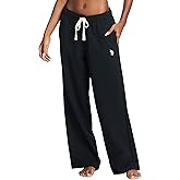 U.S. Polo Assn. Womens Sweatpants with Pockets, French Terry Womens Joggers Wide-Leg Sweats