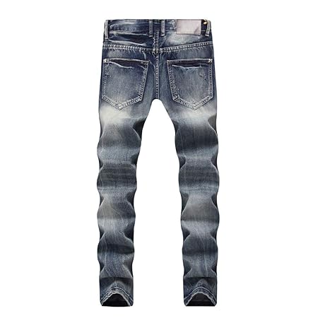 Chlyuan Jeans De Hombre Pantalon Vaquero Con Parche Nostalgico