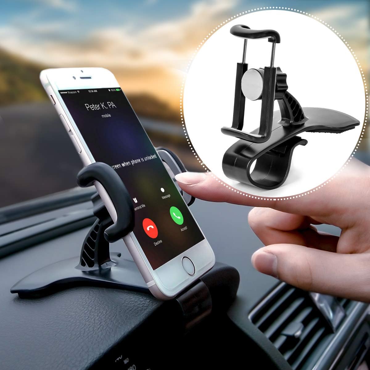 Car Phone Holder 360° Rotation Cell Phone Holder Dashboard Phone Mount Stand GPS Navigator Holder for iPhone Xs MAX/XR/XS/X/8/8 Plus Galaxy S10/S9/S9 Plus/Note 9 Google Pixel 3.5 to 6.5 in Smartphones