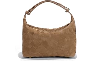 TNDCKP Luxurious Suede Hobo Bag - Women's Woven Leather Shoulder Bag with Spacious Interior