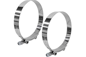 LSKASELUE 2PCS 4 Inch T-Bolt Hose Clamp, Stainless Steel Adjustable Pipe Clamps with Range 108-116mm, Heavy-Duty Clamps Solid