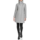 Kenneth Cole Women's Asymmetrical Zip Wool Boucle Coat
