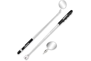 Tooluxe 20731L Telescoping Magnetic Pickup Tool & Inspection Mirror Set, 3 Piece, Telescoping Handle W/Additional Mirror Atta