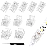 RGBZONE 10Pcs LED Strip Connectors 3 Pin Gapless Solderless Strip to Wire Quick Connector for 10mm Waterproof and Non-Waterpr