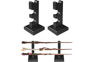 Kwistq Magic Wand Holder, Wizard Wand Stand for Desktop Display Decoration and Collection, 3 Tiered Wooden (Black)