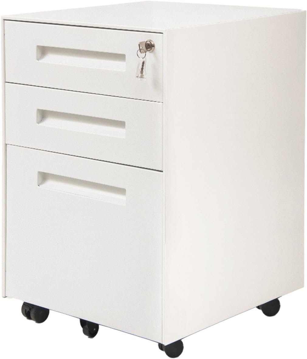 Black Modernluxe Mobile File Cabinet With Lock 3 Drawer Metal Filing Cabinet Lockable Cabinets Racks Shelves File Cabinets