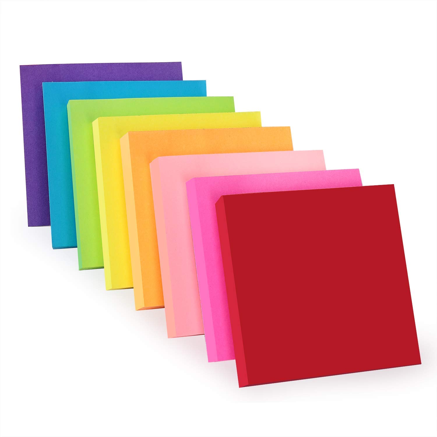 ZCZN 8 Assorted Colour Sticky Notes, 76 x 76 mm,100 Sheets/Pad Self-Sticky Notes, 8 Pads