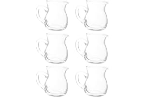 Homoyoyo 6pcs Small Glass Creamer Cups with Handle 100ml Mini Milk Frothing Pitchers for Coffee Tea Syrup