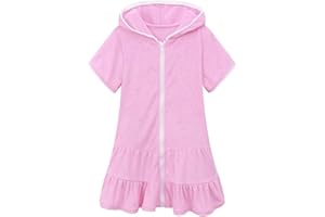 Little Kid Baby Jerseys Girls Little Girls Swim Cover Up Kids Swimsuit Coverup Zip Up Beach Bathing Suit Hooded Bathrobe