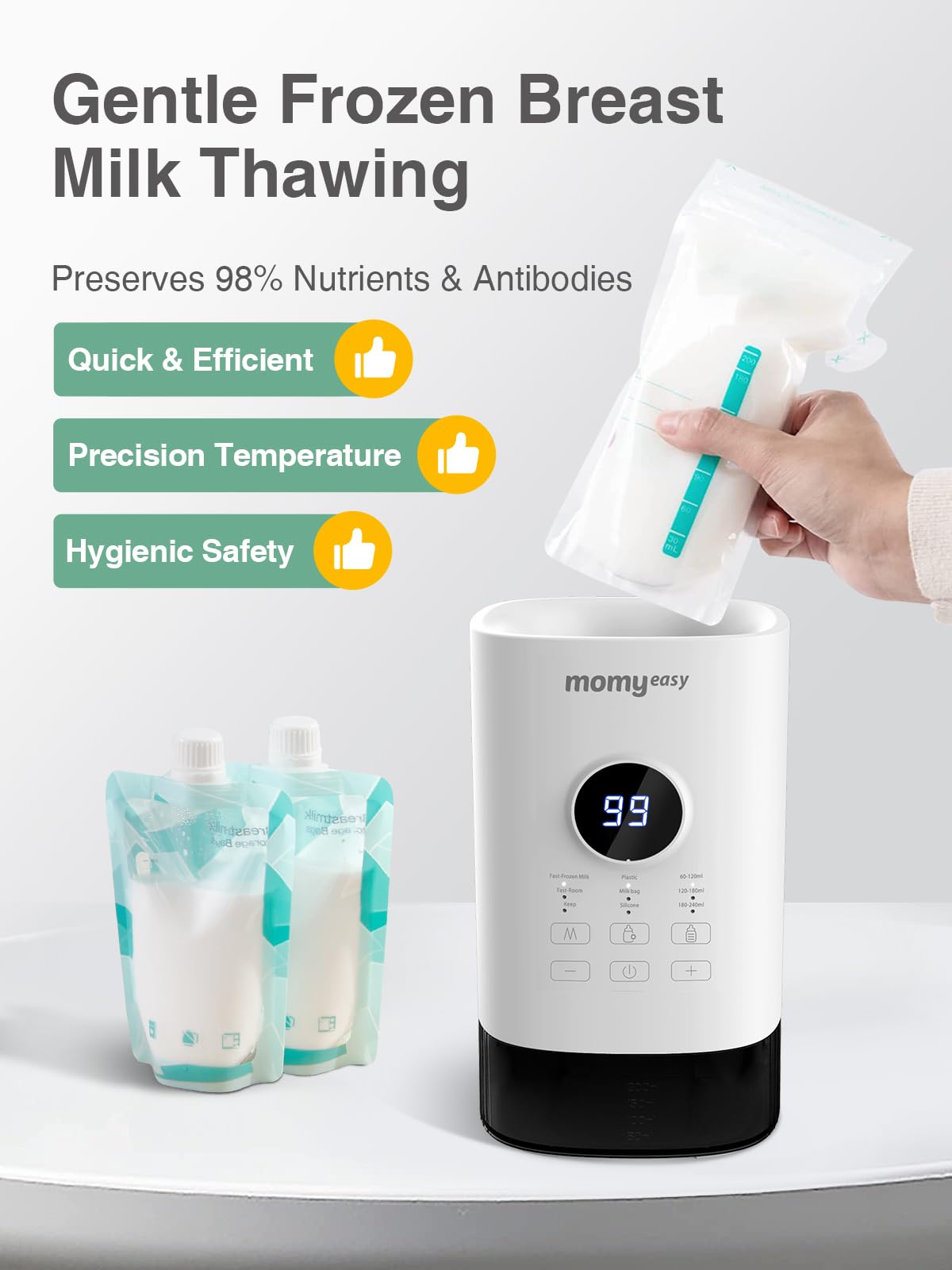 MOMYEASY Bottle Warmer, Fast Baby Bottle Warmer for All Bottles, Milk Warmer with Accurate Display Timer, Temperature Control and Auto Shutoff, Bottle Warmers for Breastmilk & Formula