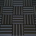Soundproofing Acoustic Studio Foam - Bass Absorbing Wedge Style Panels 2 Pack 12in x 12in x 3 Inch Thick Tiles (Charcoal)