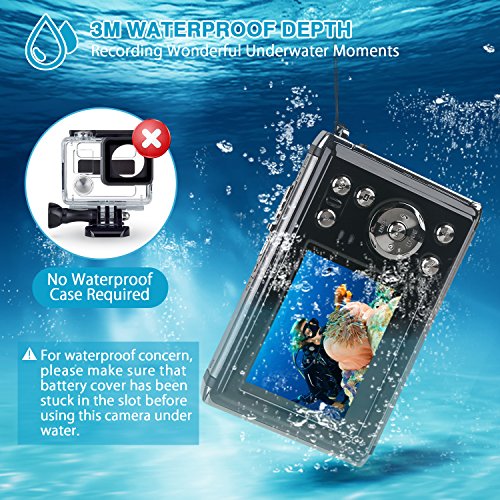 DECOMEN Waterproof Digital Camera Underwater Sport Camcorder with 16MP 2.4" LCD Screen, 8x Digital Zoom, Flash, Mic and Rechargeable Battery with 16G SD Card - Thumbnail 2