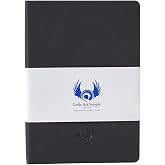Leda Art Lay-Flat Sketchbook for Drawing, A5 Cream Paper, 160 Pages, Black | Artist sketchbook with smooth cream paper, thread-sewn lay-flat binding, elastic strap, accordion back pocket (5.8 x 8.3 in)
