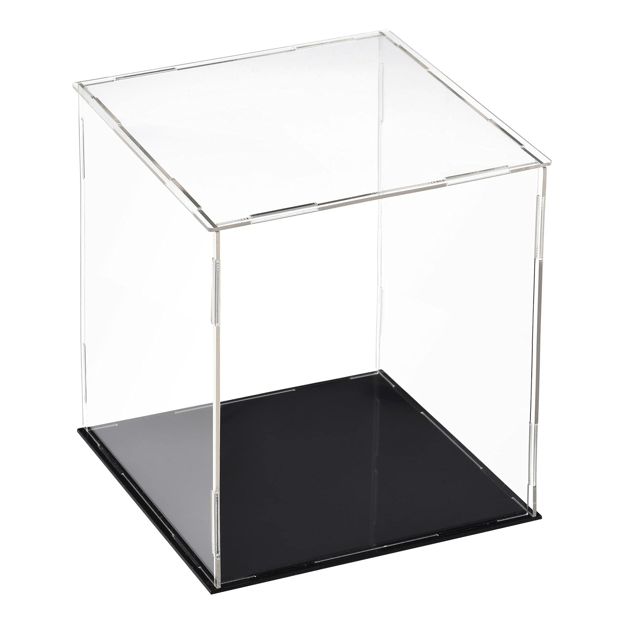 TA-VIGOR Acrylic Clear Display Case, 20 x 20 x 25cm Assemble Countertop Box Cube Organizer Stand Dustproof Protection Showcase with Black Base for Action Figures Toys Collectibles Home Storage — image 1