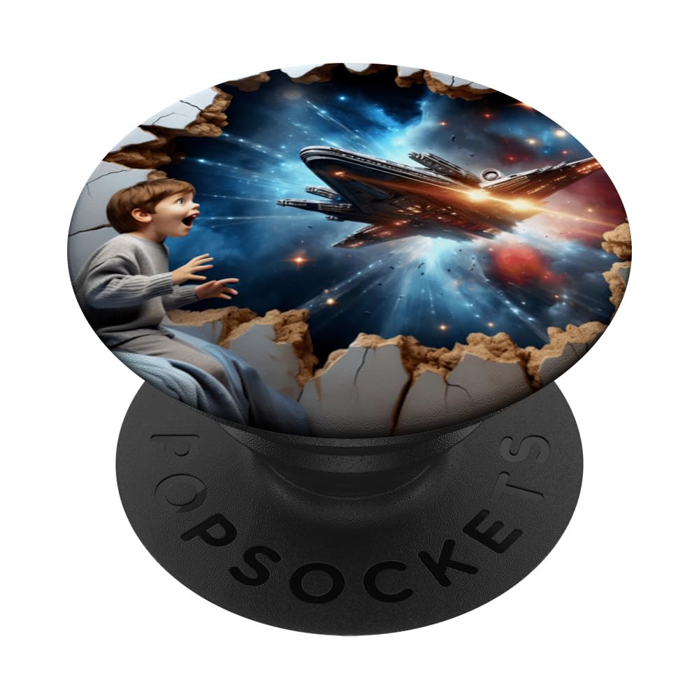Fantasy Cute Space Ship Boy PopSockets Swappable PopGrip