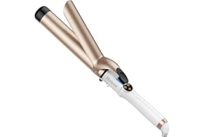 Hoson 1 1/2 Inch Curling Iron Large Barrel, 1.5 Inch Long Barrel Curling Wand Dual Voltage, Ceramic Tourmaline Coating with LCD Display, Glove Include