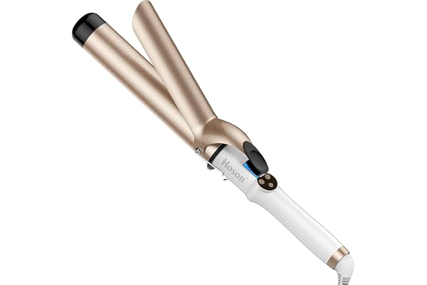 Hoson 1 1/2 Inch Curling Iron Large Barrel, 1.5 Long Barrel Curling Wand Dual Voltage, Ceramic Tourmaline Coating with LCD Di