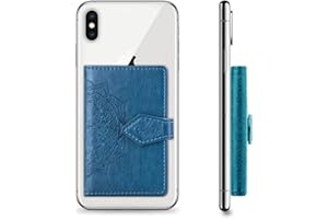 ROPIGO Cell Phone Mandala Wallet,Credit Card Holder for Back of Phone Pocket 3M Adhesive Sticker Card Pouch Sleeve for iPhone/Samsung Galaxy/Moto/Google/Android and Most Smartphones (M-Blue)