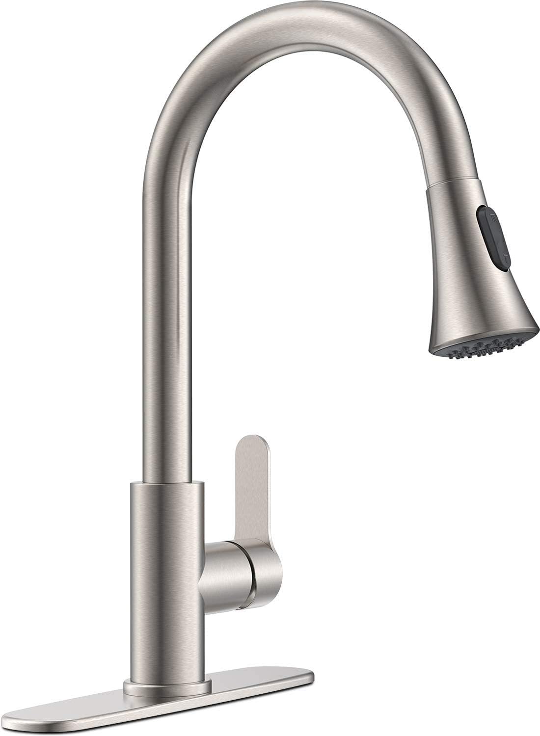 AMAZING FORCE Brushed Nickel Kitchen Faucet with Pull Down Sprayer Kitchen Sink Faucet Single Handle Kitchen Faucet Brushed Nickel Utility Sink Faucet for Laundry Sink Stainless Steel - - 