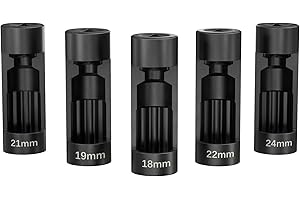 YSSNIUTOOL Suspension Strut Socket Tool,5PC Strut Nut Socket 18mm 19mm 21mm 22mm 24mm with 12 Point 1/2" Drive, Easy Remove Strut Nuts