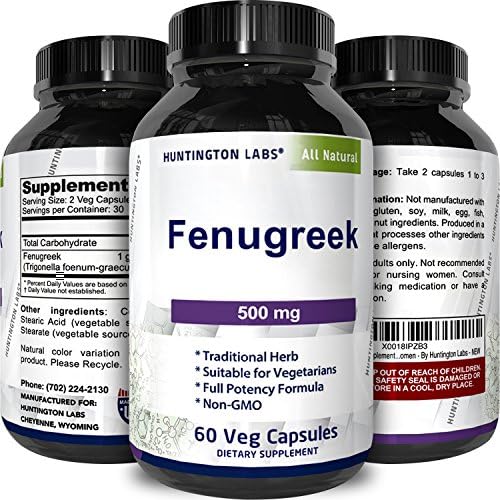 Fenugreek Seed Supplement - Natural Lactation Support for Breastfeeding Mothers - Galactagogue for Breastmilk Flow & Production - Herbal Capsules for Pumping & Nursing Women - By Huntington Labs