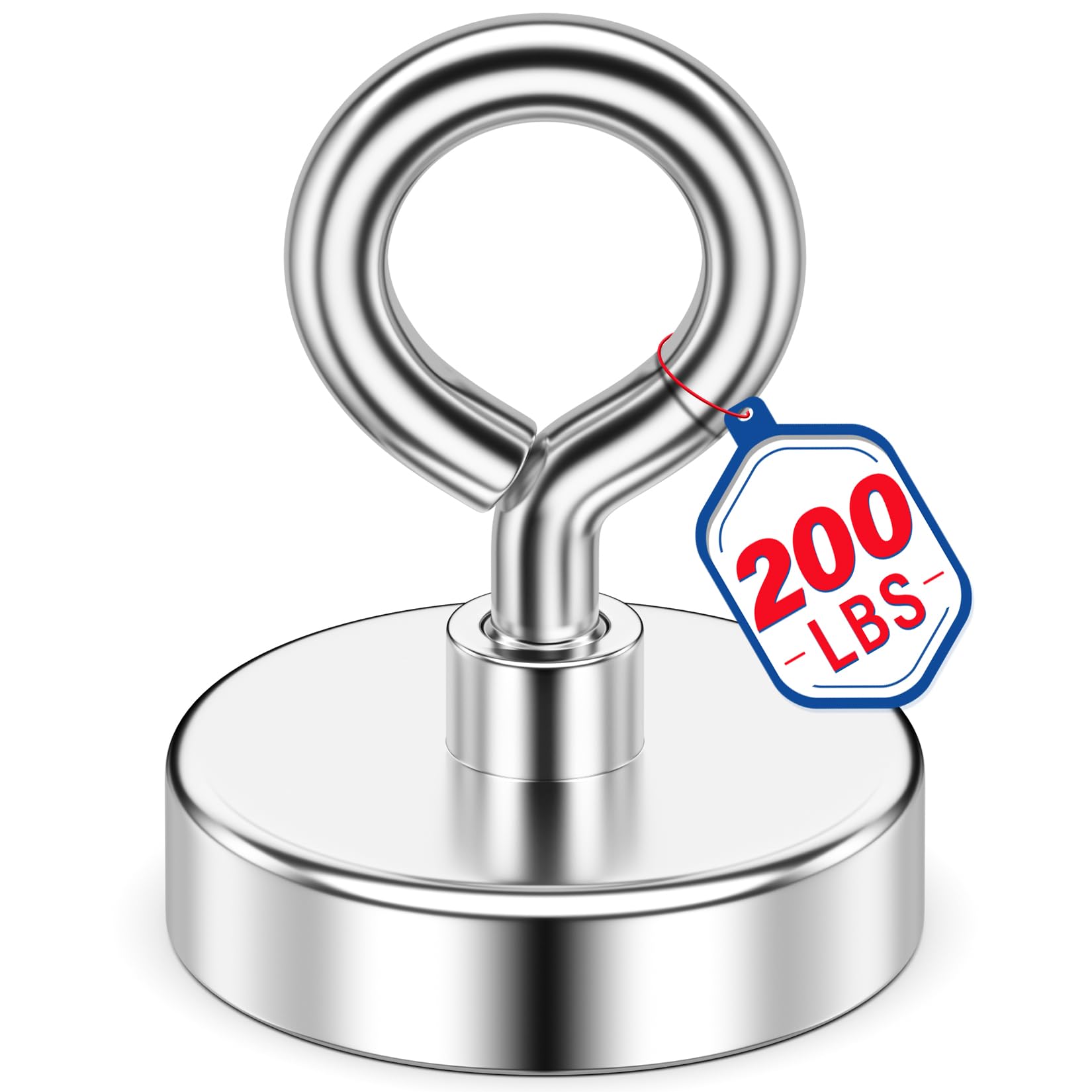Photo 1 of NIUKNOW Neodymium Fishing Magnet, 200lb Pull Strong Rare Earth Magnet Heavy Duty with Countersunk Hole Eyebolt, 1.76” Diameter for Removal, Kitchen Storage, Lifting and Magnetic Fishing