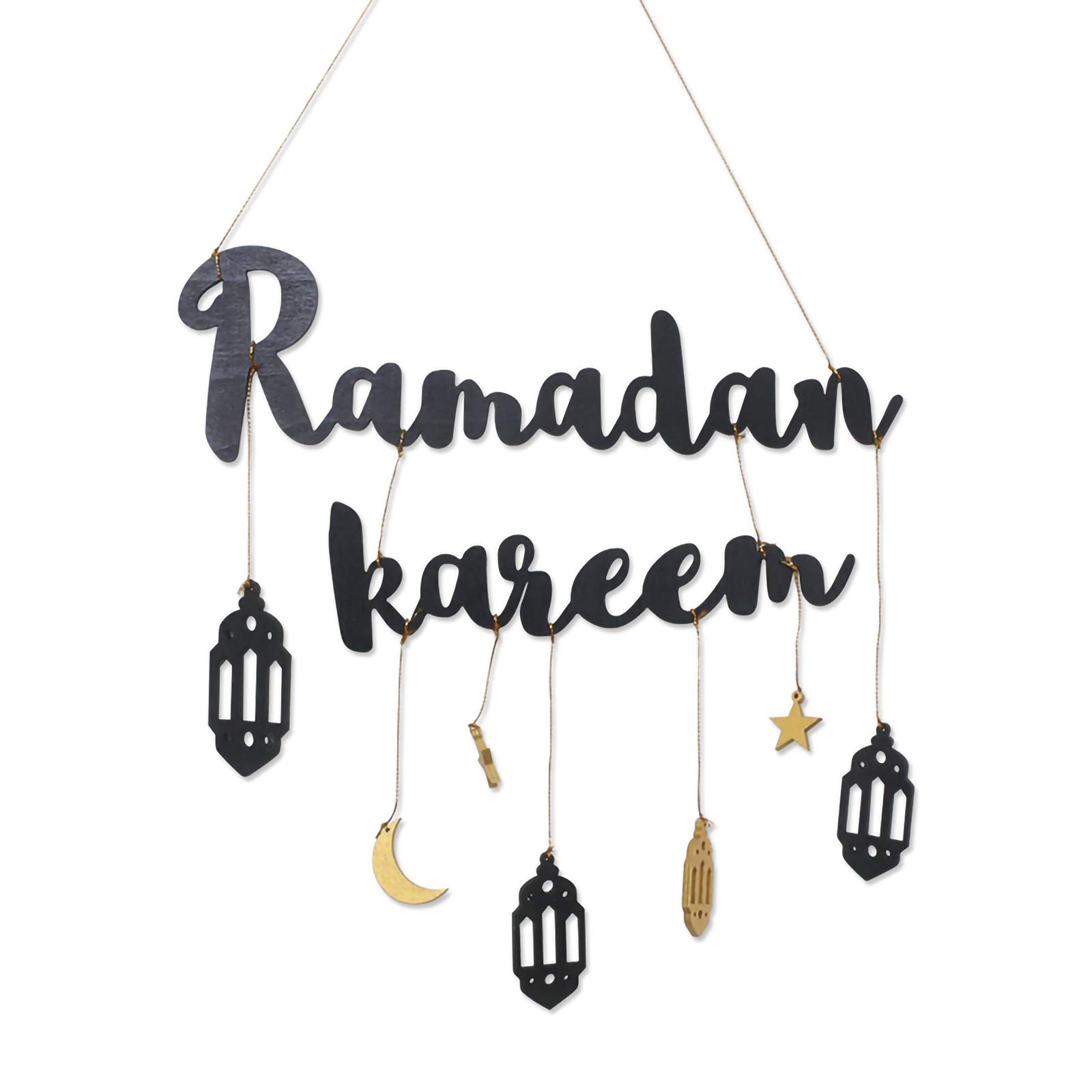 Ramdan Kareem Bunting Banner Eid Celebration Hanging Banner With Moon Stars Ramadan Kareem Letters for Garland Festive Ramadan Celebration Wall Decor