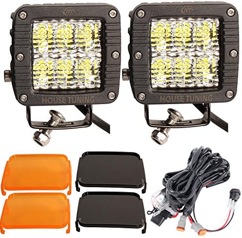 House Tuning 30W 3inch LED Pods Light with Harness Switch for Jeep Off Road truck 4WD(Pack of 2) (30W Surface Mount, Diffused Flood Beam)
