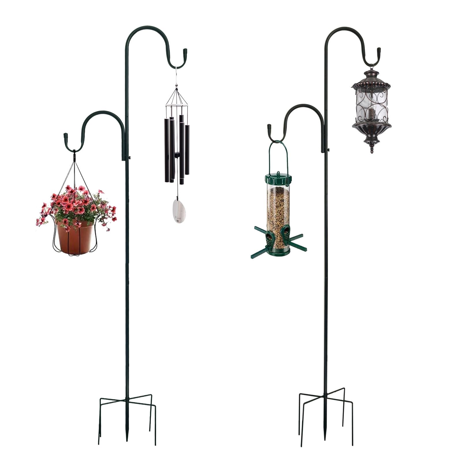Photo 1 of MIPON 2 Pack 78 Inch Double Shepherds Hooks for Outdoor Bird Feeder,Hanging Plants,Solar Light,Adjustable 78/62/46/30 Inch,3/4 Inch Width Heavy Duty Garden Shepards Hook