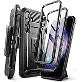 SUPCASE for Samsung Galaxy S24 Case with Stand [2 Front Frames] [Built-in Screen Protector & Belt-Clip] [Military-Grade Protection] Heavy Duty Rugged Kickstand Phone Case for Galaxy S24 6.2", Black