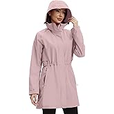 ATLASLAVA Rain Jacket Women Waterproof Long Raincoat Hood Lightweight Windbreaker Outdoor Coat S-3XL