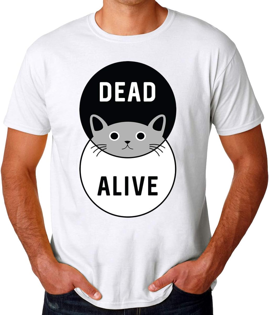 Schrodinger's Cat Dead Or Alive Men's TShirt Medium White Amazon.co