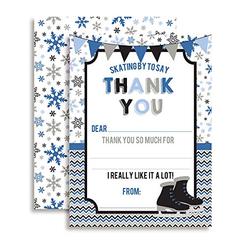 image for Ice Skating Birthday Thank You Notes for Boys, Ten 4
