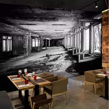 Amazon Com Fifikoj Wall Art 3d Photo Wallpaper Black And White Factory Building Graffiti Art Wall Painting Restaurant Cafe Wall Decor 208x146cm Baby