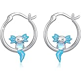 AUTUTER Salamander Hoop Earrings for Women S925 Sterling Silver Pink Salamander Hoop Earrings Cute Animal Jewelry Gifts for Women Her Mom Wife Girlfriend Grandma on Valentines Mothers Day Christmas Anniversary Romantic