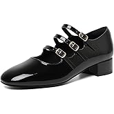 Mostrin Mary Jane Shoes Women Round Toe Dress Shoes for Women Chunky Low Heels Adjustable Buckle Strap Pumps for Work Office Wedding Party