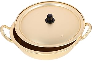 Homoyoyo Golden Aluminum Korean Ramen Pot 22cm Thickened Noodle Cooker Quick Heating Saucepan for Soup