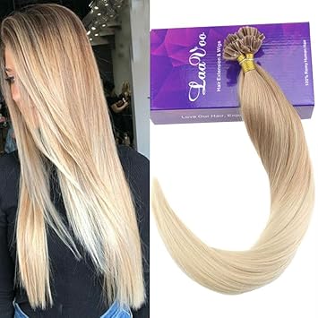 Laavoo 20inch 50cm Hot Fusion Hair Extensions Nail Tip Ash Blonde