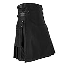 Men Black Leather Straps Fashion Sport Utility Kilt (34"-36")