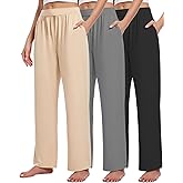 Kivdol 3 Pack Women's Lounge Pants Cozy Wide Leg Lounge Pants with Pockets Loose Flowy Yoga Sweatpants Workout Comfy Jogger