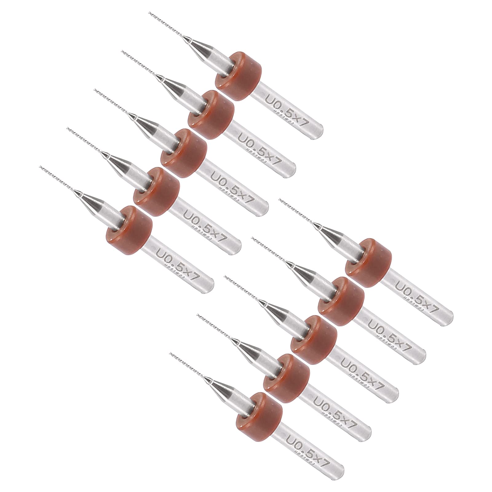 CoCud Micro PCB Drill Bits, 1/8" Shank 0.5mm Cutting Edge, Tungsten Carbide Print Circuit Board Drill Bit - (Applications: for CNC Drilling Engraving Machine), 1-Set (10-Pieces)
